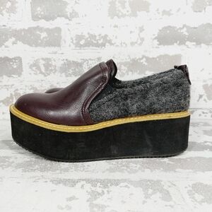 Sixty Seven Burgundy Chunky Slip On Platform Loafers D453